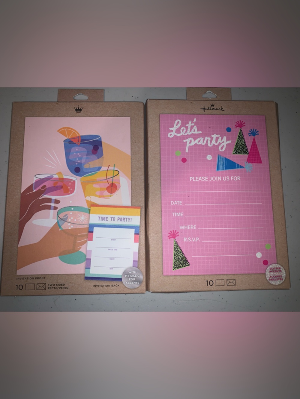 🆕- Hallmark "Let's Party" & “Time To Party “ Invitation Cards - 10 Packs